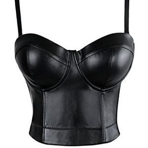 Charmian Women's Push-up Leather Bustier